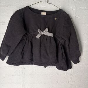 Petit Main Toddler Swing Top 100% Cotton Bow Gray Sz 90 (2-3yrs)